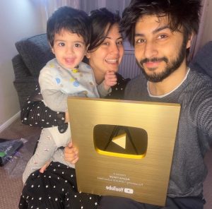 Divya Harjai Shared A Photo Of Her Youtube Golden Play Button With Her Family