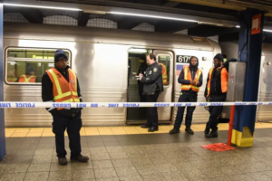 A train struck and killed a straphanger on Tuesday night in Manhattan