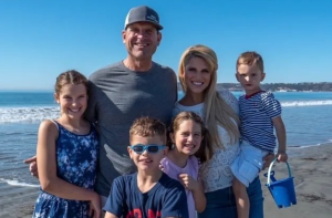 Jim Harbaugh with his wife and children